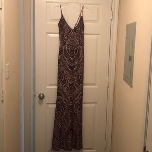 Fitted Maroon and Gold Prom Dress (NEVER WORN)